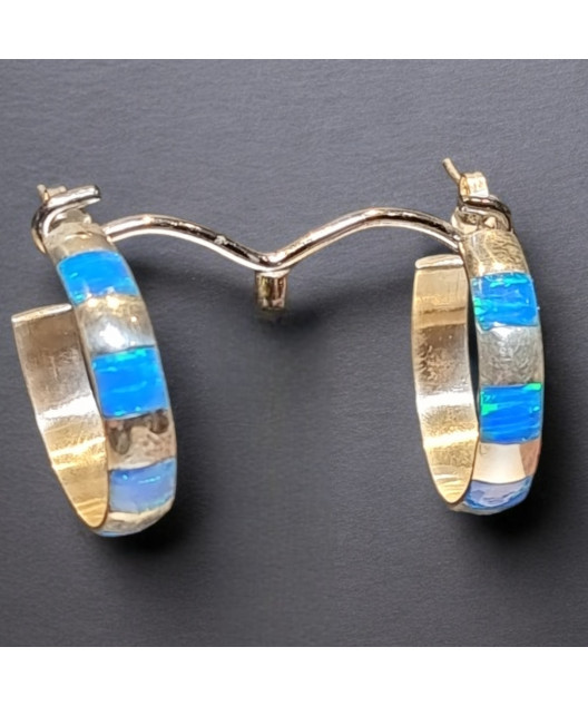 Boucles Opale Harlequin A+ demi-créoles Argent 925