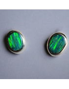 Boucles Opale verte Argent 925