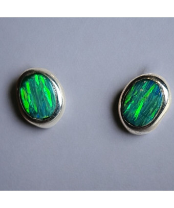 Boucles Opale verte Argent 925