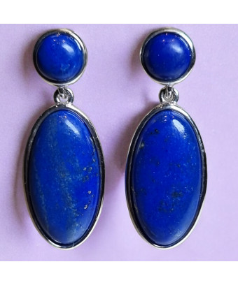 Boucles Lapis-lazuli ovales...