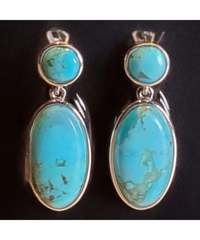 Boucles Turquoise ovales Argent 925