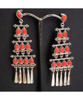 Boucles Jaspe rouge Argent 925