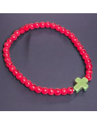 Bracelet Perle de verre de Murano Croix Jaspe Enfant