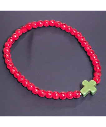 Bracelet Perle de verre de Murano Croix Jaspe Enfant