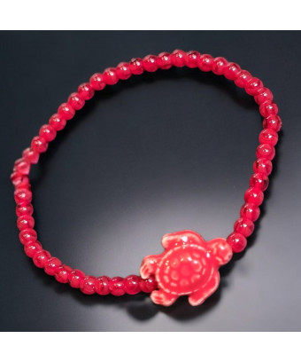 Bracelet Perle de verre de Murano Tortue Céramique rouge Enfant