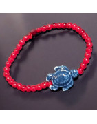 Bracelet Perle de verre de Murano Tortue Céramique bleue Enfant
