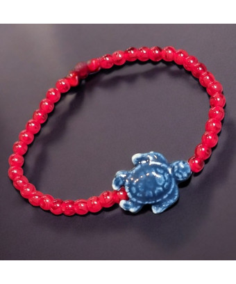 Bracelet Perle de verre de Murano Tortue Céramique bleue Enfant