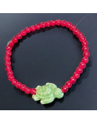 Bracelet Perle de verre de Murano Tortue Céramique verte Enfant