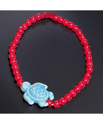 Bracelet Perle de verre de Murano Tortue Céramique bleue Enfant