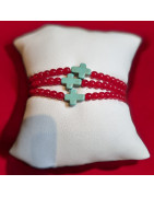 Bracelet Perle de verre de Murano Croix Turquoise Enfant