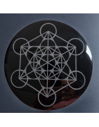 Disque de rechargement Obsidienne noire miroir Métatron 20cm