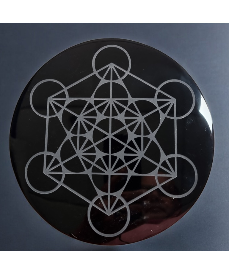 Disque de rechargement Obsidienne noire miroir Métatron 20cm