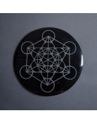 Disque de rechargement Obsidienne noire miroir Métatron 15cm