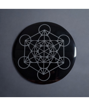 Disque de rechargement Obsidienne noire miroir Métatron 15cm