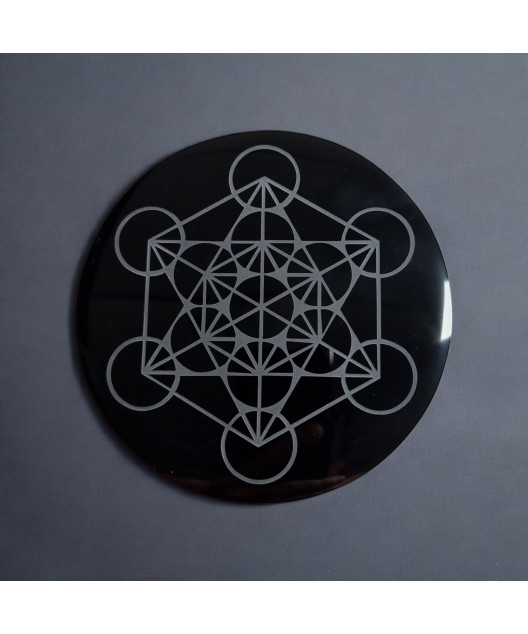 Disque de rechargement Obsidienne noire miroir Métatron 15cm