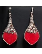 Boucles Corail rouge baroque Argent 925