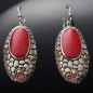 Boucles Corail rouge baroque Argent 925