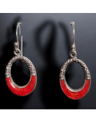 Boucles Corail rouge baroque Argent 925