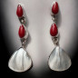 Boucles Corail rouge & Perles d'eau douce Argent 925