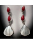 Boucles Corail rouge & Perles d'eau douce Argent 925