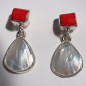 Boucles Corail rouge & Perles d'eau douce Argent 925