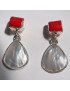 Boucles Corail rouge & Perles d'eau douce Argent 925