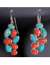 Boucles Corail rouge & Turquoise Argent 925