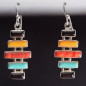 Boucles Corail rouge Onyx Nacre & Turquoise Argent 925