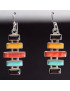 Boucles Corail rouge Onyx Nacre & Turquoise Argent 925