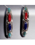 Boucles Corail rouge Lapis-lazuli Charoïte & Turquoise Argent 925