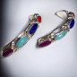 Boucles Corail rouge Lapis-lazuli Charoïte & Turquoise Argent 925