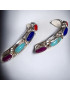 Boucles Corail rouge Lapis-lazuli Charoïte & Turquoise Argent 925