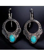 Boucles Turquoise baroque Argent 925
