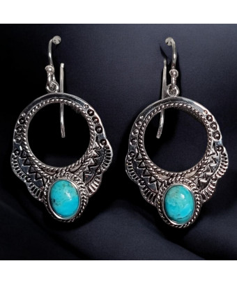Boucles Turquoise baroque Argent 925