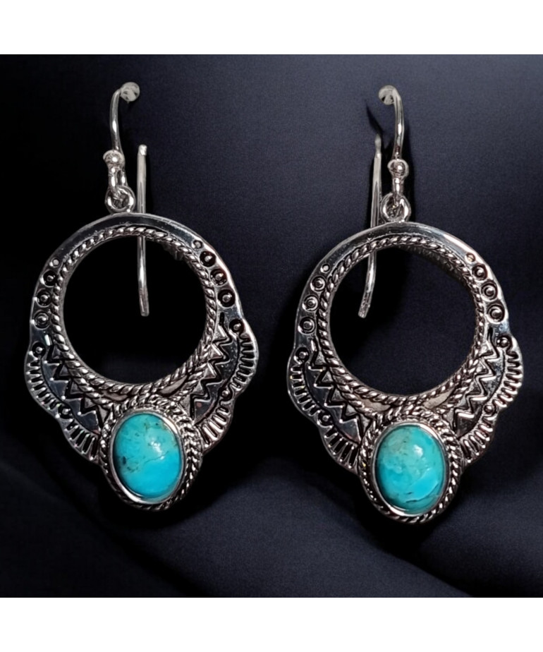 Boucles Turquoise baroque Argent 925