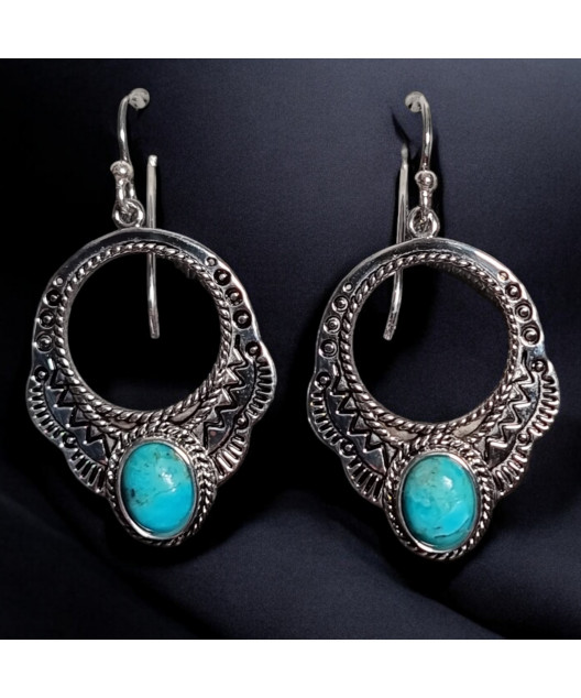Boucles Turquoise baroque Argent 925