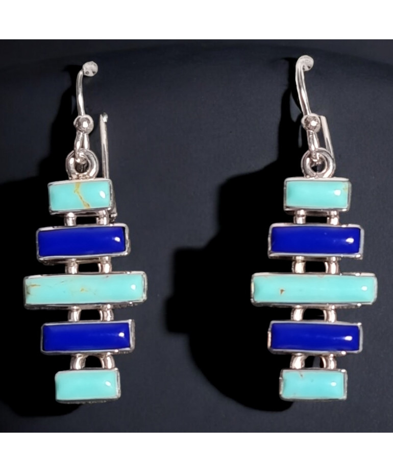 Boucles Turquoise & Lapis-lazuli Argent 925