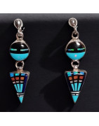 Boucles Turquoise Opale Corail rouge Nacre Argent 925