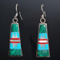 Boucles Malachite Corail Turquoise Nacre Argent 925