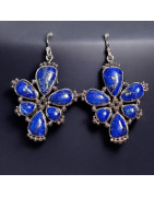 Boucles Lapis-lazuli Fleur Argent 925