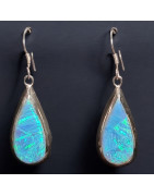 Boucles Opale Harlequin A+ Gouttes Argent 925