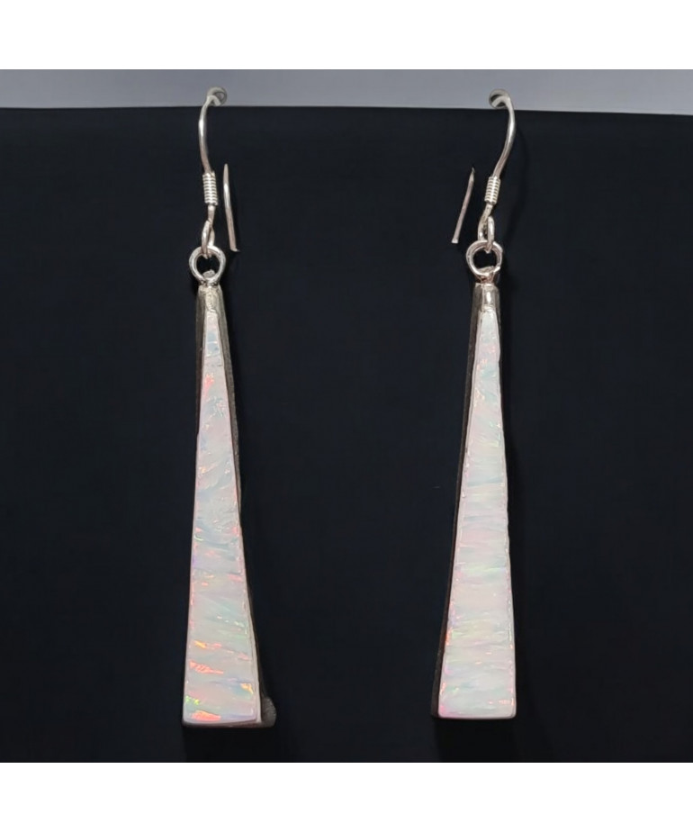 Boucles Opale Blanche A+ Argent 925