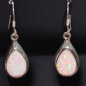 Boucles Opale Blanche A+ Gouttes Argent 925