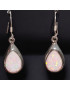 Boucles Opale Blanche A+ Gouttes Argent 925