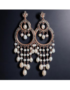 Boucles Perles d'eau douce et Marcassite Argent 925 Plaqué or