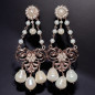 Boucles Perles d'eau douce et Marcassite Argent 925 Plaqué or