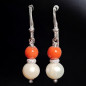 Boucles Perles de culture et Corail Argent 925