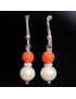 Boucles Perles de culture et Corail Argent 925