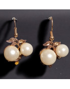 Boucles Perles de verre Fantaisie Plaquées or
