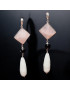 Boucles Quartz rose Onyx noire facettée et Onyx blanche  Argent 925